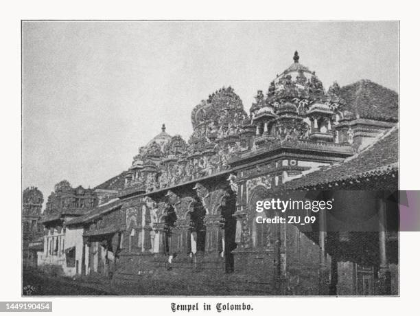 hindu-tempel in colombo, sri lanka, halbtondruck, veröffentlicht 1899 - colombe stock-grafiken, -clipart, -cartoons und -symbole