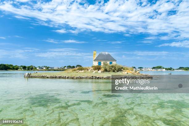 france from the sky, bretagne, ilot du nohig - brest brittany stockfoto's en -beelden