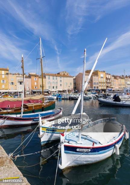 Saint-Tropez, Cote d'Azur, French Riviera, Provence, France. The old fishing port. Vieux port de peche.