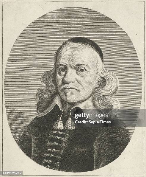 Bust to the left of Johan Picardt in an oval Beneath the portrait his