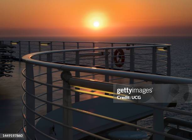 Dramatic sunset, seen from a cruise ship in the North Sea .