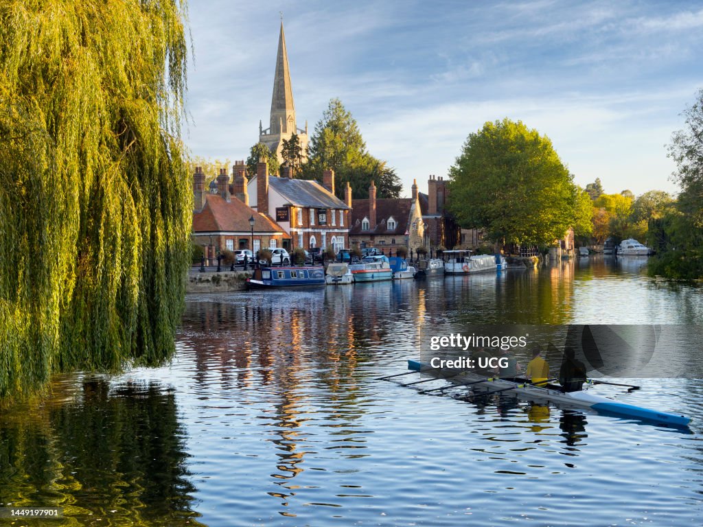 Sunrise with rowers on the Thames by St Helens Wharf, Abingdon