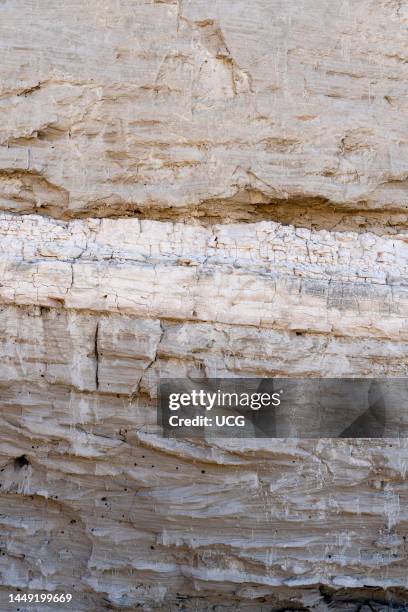 Stratified Bedrock, close up, Scotts Bluff, Scotts Bluff National Monument, Nebraska.