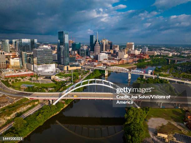 Sunrise view of Nashville Skyline as seen over the Cumberland River.