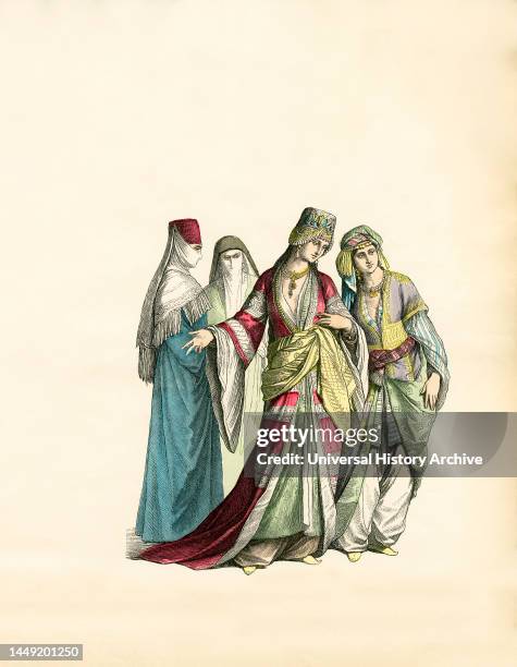 Turkish Women, Illustration, The History of Costume, Braun & Schneider, Munich, Germany, 1861-1880.