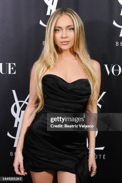 Ana Mena attends the Vogue & Yves Saint Laurent "Beauté Christmas Party" at Espacio Downtown on December 14, 2022 in Madrid, Spain.