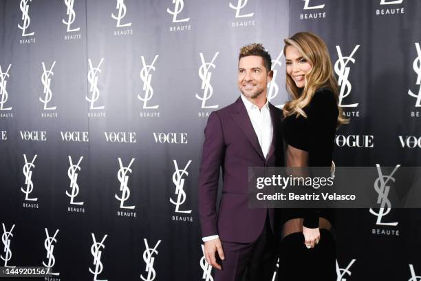 David Bisbal and Rosanna Zanetti attend the Vogue & Yves Saint Laurent "Beauté Christmas Party" at Espacio Downtown on December 14, 2022 in Madrid,...