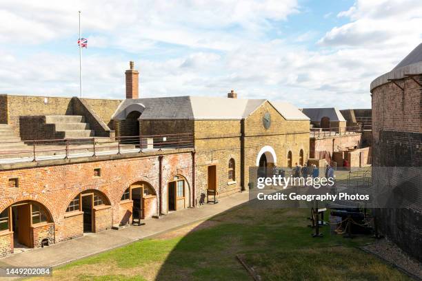 Outer courtyard of Landguard Fort, Felixstowe, Suffolk, England, UK.