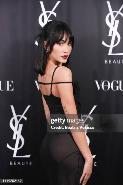 Aitana Ocaña attends the Vogue & Yves Saint Laurent "Beauté Christmas Party" at Espacio Downtown on December 14, 2022 in Madrid, Spain.