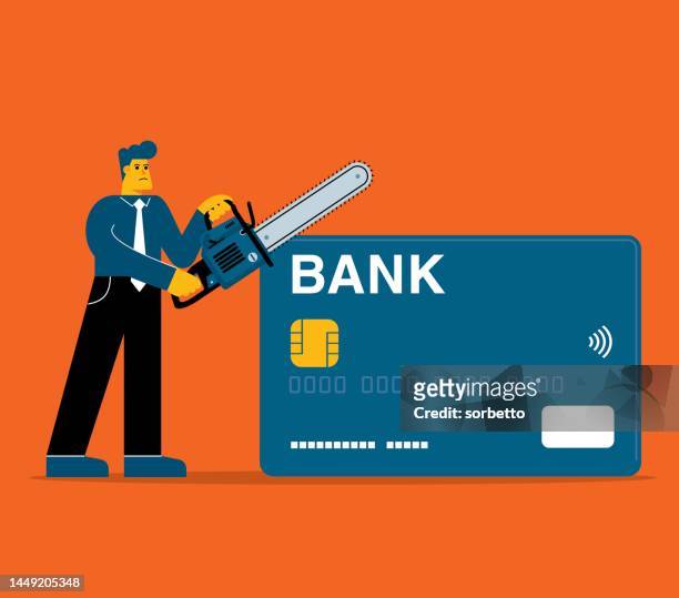 businessman - cutting credit card - avid pro tools stock illustrations