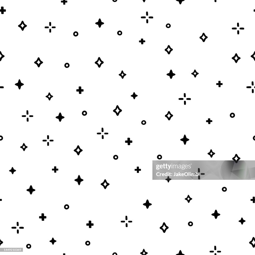 Sparkles Doodle Pattern Black and White