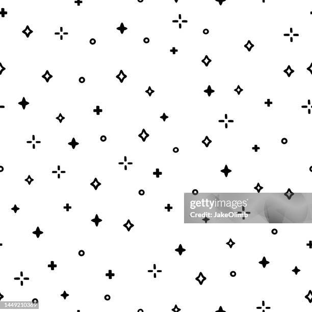 sparkles doodle pattern black and white - glitter stars stock illustrations