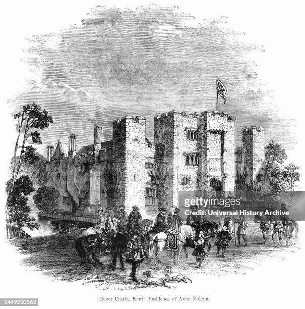Hever Castle, Kent, Residence of Anne Boleyn, lustration from the Book, "John Cassel’s Illustrated History of England, Volume II", text by William...