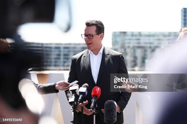 Australian Sports Commission CEO Kieren Perkins speaks to the media during the Australia's 2032+ High Performance Strategy Launch at Sydney Opera...