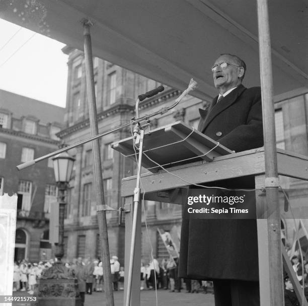 United Nations Day in Amsterdam. Dr. Willem Drees during speech, 29 October 1961, speeches, The Netherlands, 20th century press agency photo, news to...