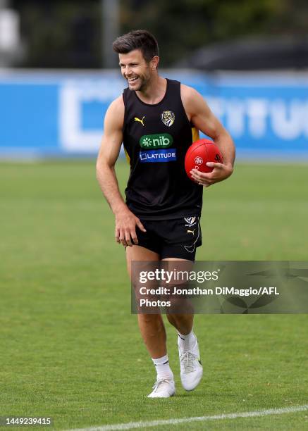 Trent Cotchin is pictured during a Richmond Tigers AFL training session at Punt Road Oval on December 15, 2022 in Melbourne, Australia.