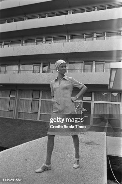 New design nurses uniform by couturier Dick Holthuis commissioned by Red Cross Hospital , Beverwijk; new uniform, June 25 uniforms, The Netherlands,...