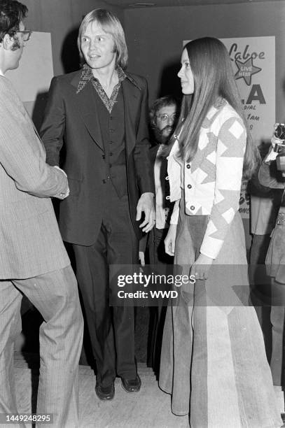 Jon Voight and Marcheline Bertrand attend a party at Art Laboe's Club in Hollywood, California, on November 21, 1975.