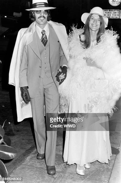 Peter Fonda and Portia Rebecca Crockett attend a party at Art Laboe's Club in Hollywood, California, on November 21, 1975.