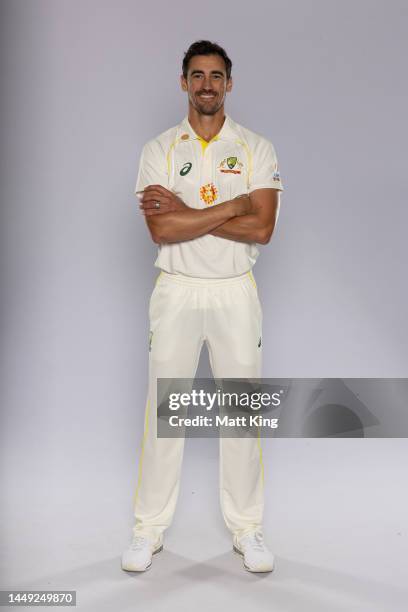 Mitchell Starc poses during the Australia Men's Test Team Headshots Session at Sydney Cricket Ground on September 13, 2022 in Sydney, Australia.