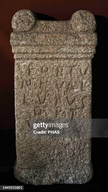 Altar to the goddess Fortuna. Inscription: 'To Fortuna. Valerius Lupus, assistant of the centurion, accomplished his vow of free will'. Second half...