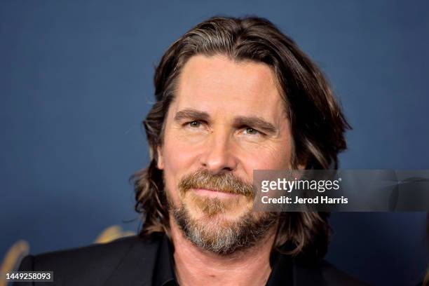 Christian Bale arrives at "The Pale Blue Eye" Los Angeles Premiere at DGA Theater Complex on December 14, 2022 in Los Angeles, California.