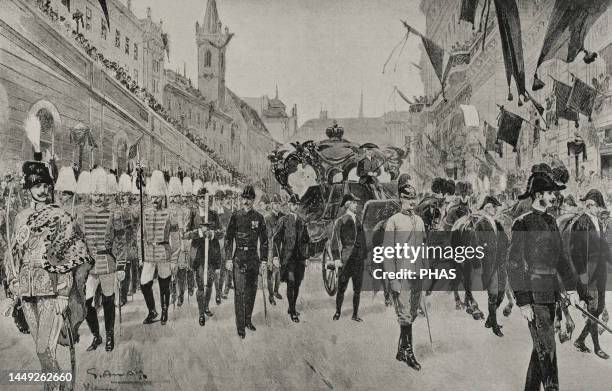 Vienna, Austria. The funeral of Empress Elisabeth of Austria . Empress consort of Austria . The cortege in Augustinerstrasse on 16 September 1898....