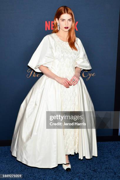 Lucy Boynton arrives at "The Pale Blue Eye" Los Angeles Premiere at DGA Theater Complex on December 14, 2022 in Los Angeles, California.