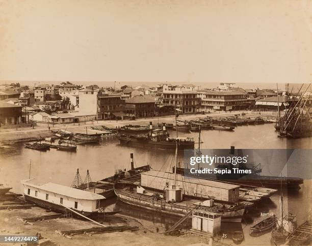 Hippolyte Arnoux, Port Said, albumin paper, black and white positive process, image size: height: 22.5 cm; width: 28.5 cm, inscribed, exposed: Arnoux...