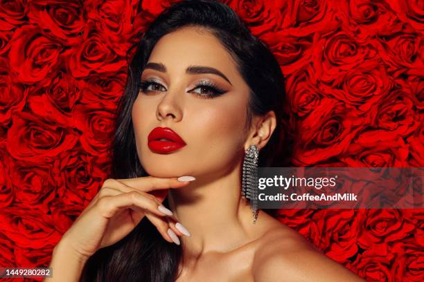 beautiful woman - woman with red lipstick stock pictures, royalty-free photos & images