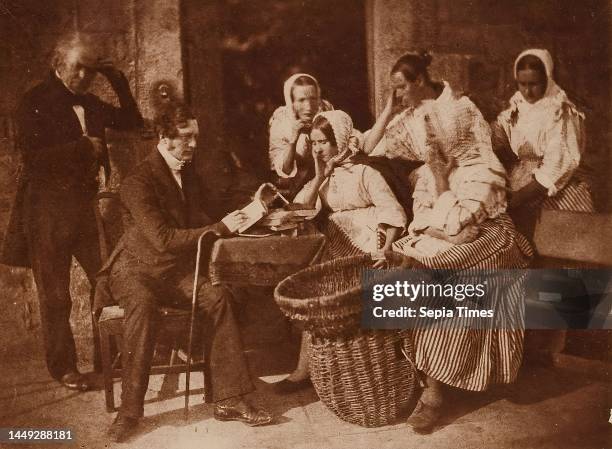 David Octavius Hill, James Craig Annan, Two gentlemen and fishwives from Newhaven, cardboard, pigment print, image size: height: 14.5 cm; width: 19.5...