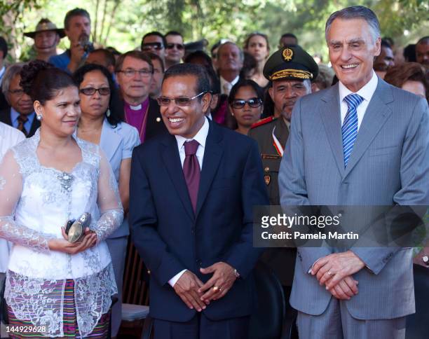 Isabel Perreira, President Taur Matan Ruak and President of Portugal Anibal Cavaco Silva at the opening of the Museum of Resistance as East Timor...