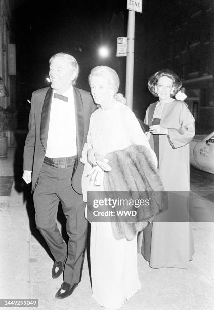 William F. Buckley and Patricia Buckley attend a party at Le Poulailler in New York City on May 24, 1976.