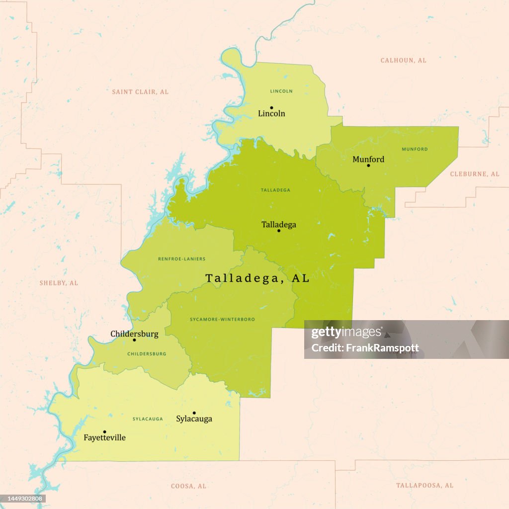 AL Talladega County Vector Map Green