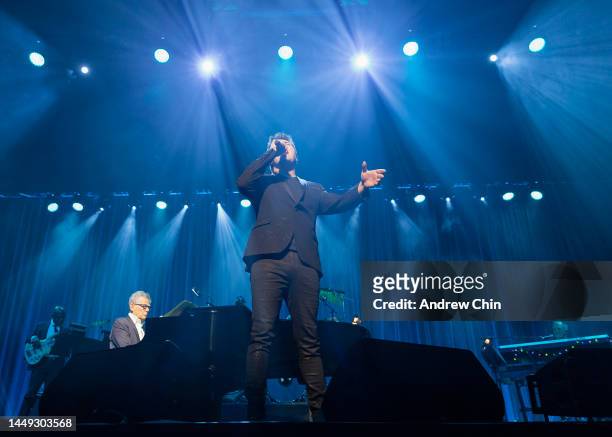 David Foster and Daniel Emmet perform on stage during PNE Winter Fair at Pacific Coliseum on December 14, 2022 in Vancouver, British Columbia, Canada.