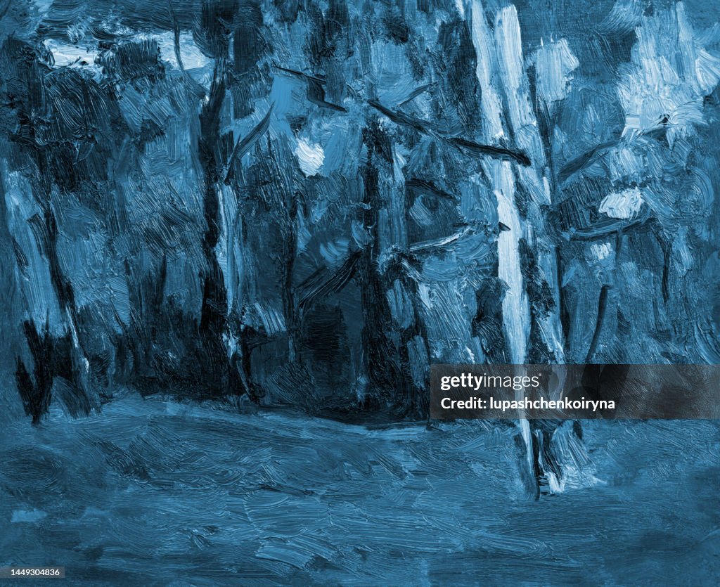 Illustration Oil Painting Natural Landscape Tree Trunks On A Background illustration-oil-painting-natural-landscape-tree-trunks-on-a-background