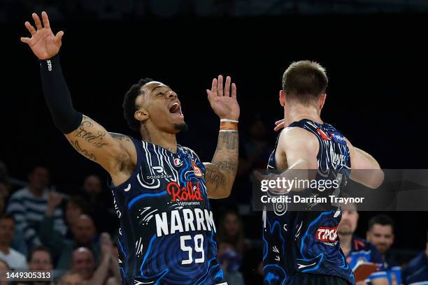 Rayjon Tucker of Melbourne United reacts during the round 11 NBL match between Melbourne United and South East Melbourne Phoenix at John Cain Arena,...