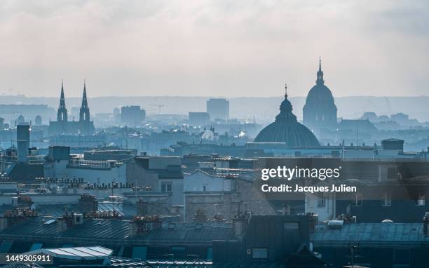 cityscape of paris - paris skyline sunset stock pictures, royalty-free photos & images