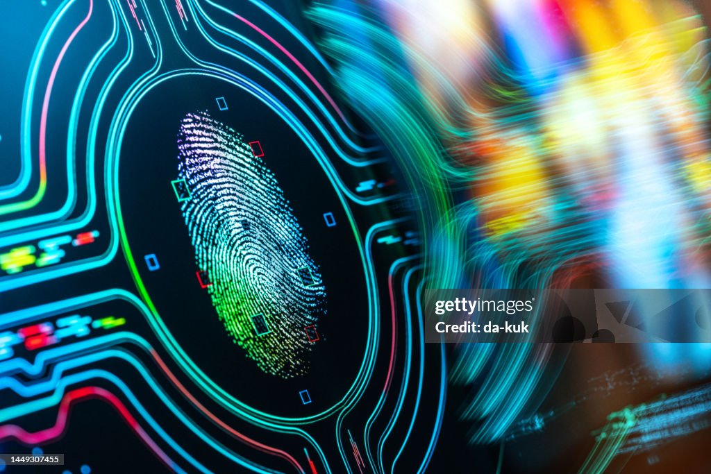 Fingerabdruck-Authentifizierungstaste. Biometrische Sicherheit
