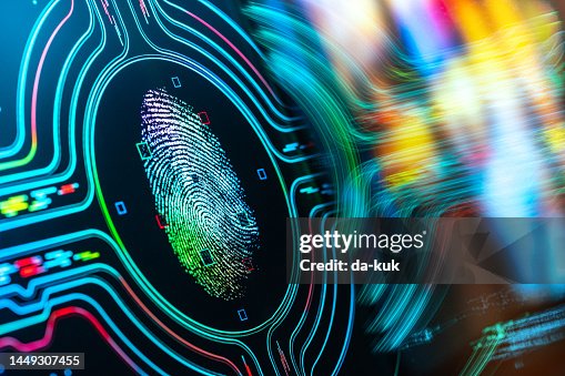 Fingerabdruck-Authentifizierungstaste. Biometrische Sicherheit Fingerabdruck-Authentifizierungstaste. Biometrische Sicherheit