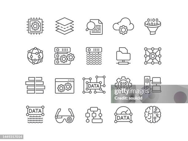 data analysis icons - data lake stock illustrations