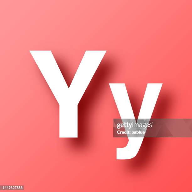 buchstabe y - groß- und kleinschreibung. symbol auf rotem hintergrund mit schatten - buchstabe y stock-grafiken, -clipart, -cartoons und -symbole