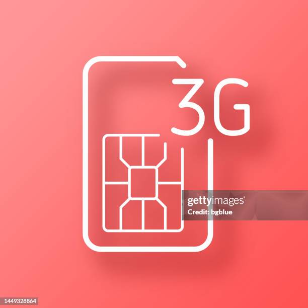 3g sim card. icon on red background with shadow - sim card stock illustrations