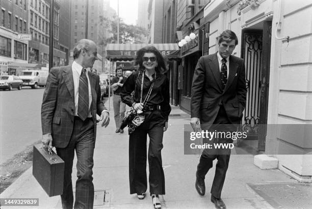 Jacqueline Bouvier Kennedy Onassis visits Orsini's restaurant in New York City on June 16, 1975.