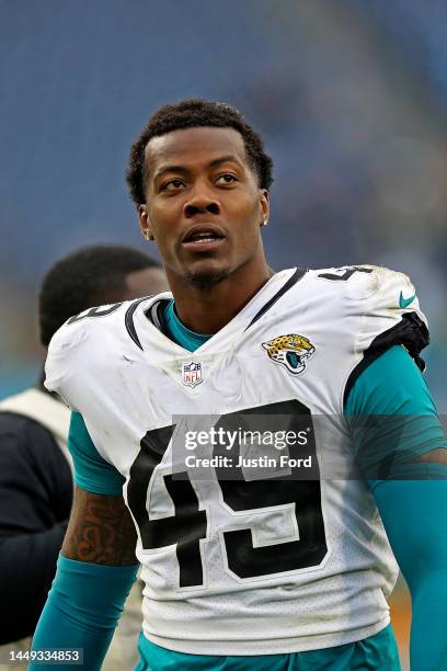 Arden Key of the Jacksonville Jaguars during the game against the Tennessee Titans at Nissan Stadium on December 11, 2022 in Nashville, Tennessee.