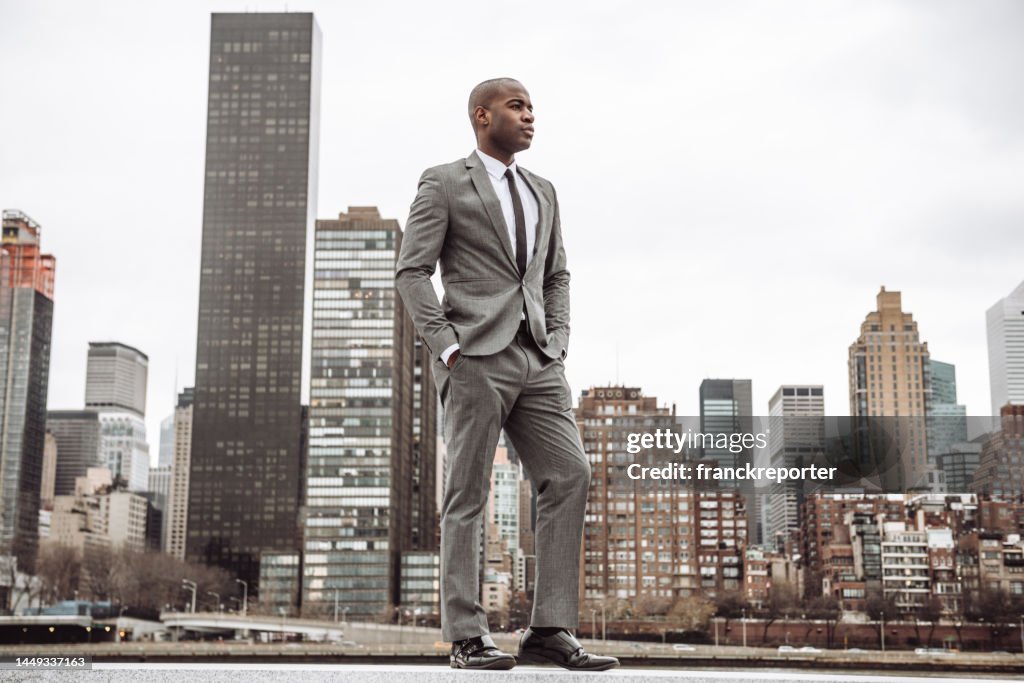 Businessman looking ahead watching the future