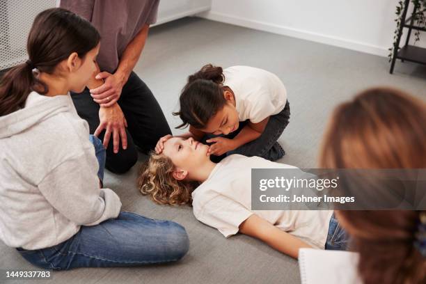 Boy Lesson Spring First Aid 345 Children Learning First Aid Stock Photos, High-Res Pictures, and ...