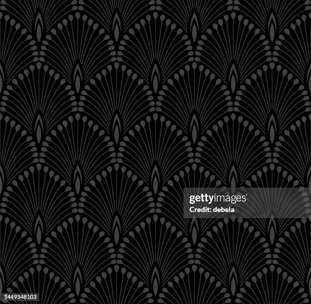 art deco fan pattern. black ornamental background. interior decor design. - 1920s stock illustrations