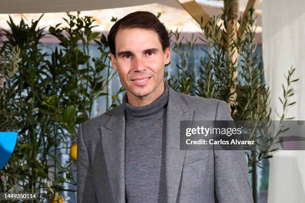 Tennis player Rafa Nadal presents his new project 'Zel Hotels' at the Dos Cielos restaurant on December 15, 2022 in Madrid, Spain.