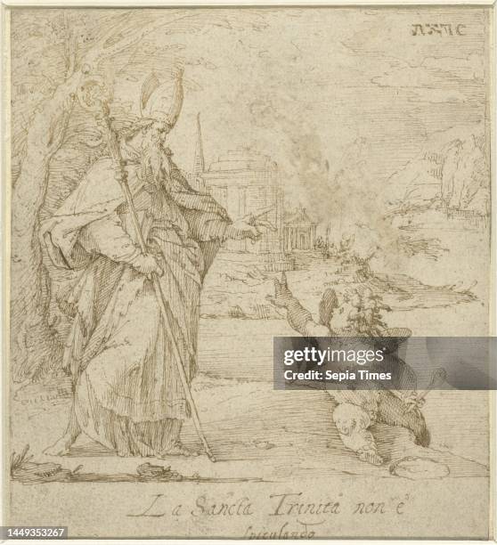 Saint Augustine in conversation with the child on the shore of the sea, Saint Augustine in conversation with the child, draughtsman: anonymous,...